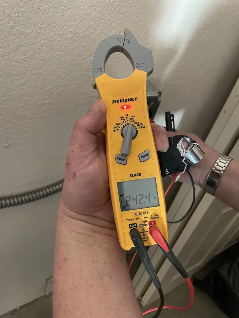 Voltage testing with clamp meter during Generator Installation in Calexico